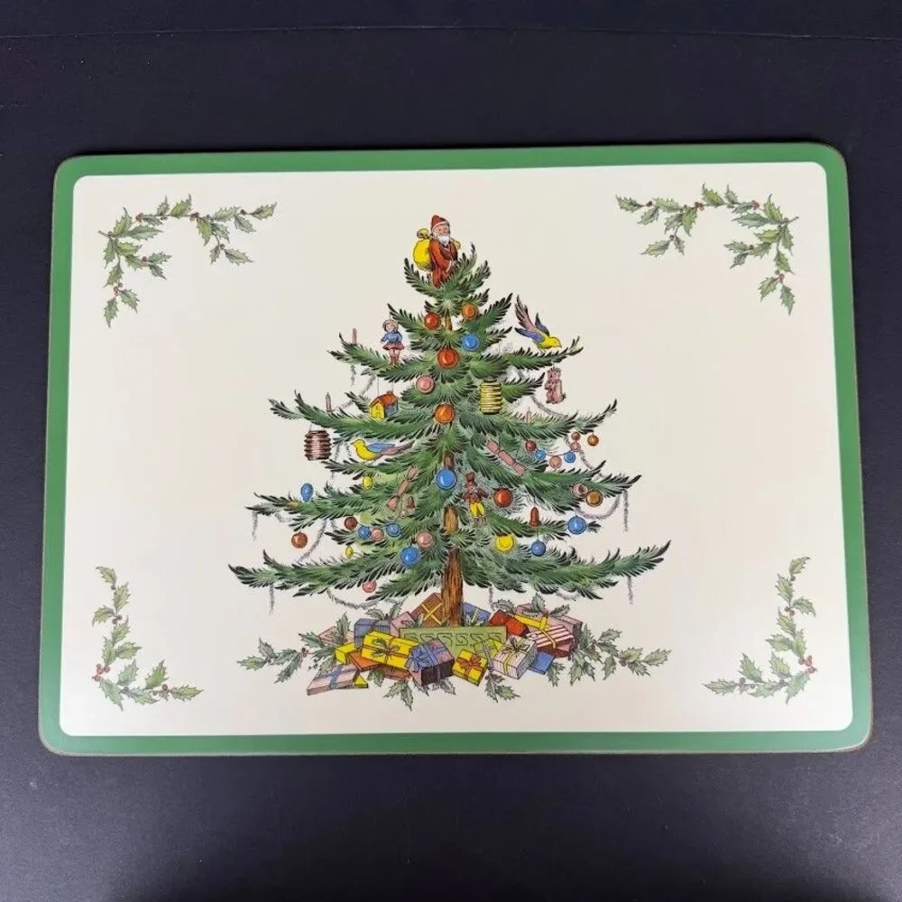 Set of 4 Spode Christmas Tree Cork/Acrylic Finish 16x12 Placemats Made England